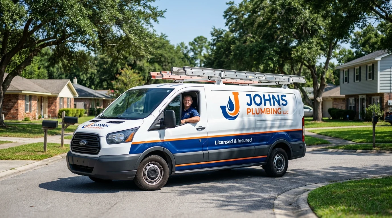 Johns Plumbing LLC service van in Horseheads, NY