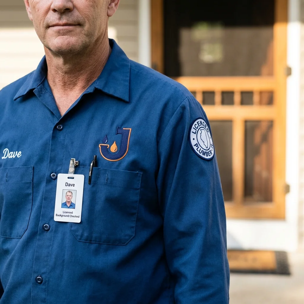 Licensed plumber showing ID badge in Horseheads, NY