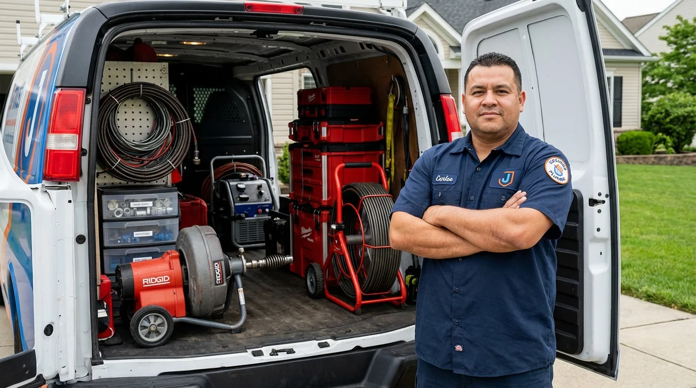 Professional drain cleaning equipment and Johns Plumbing LLC plumber in Horseheads